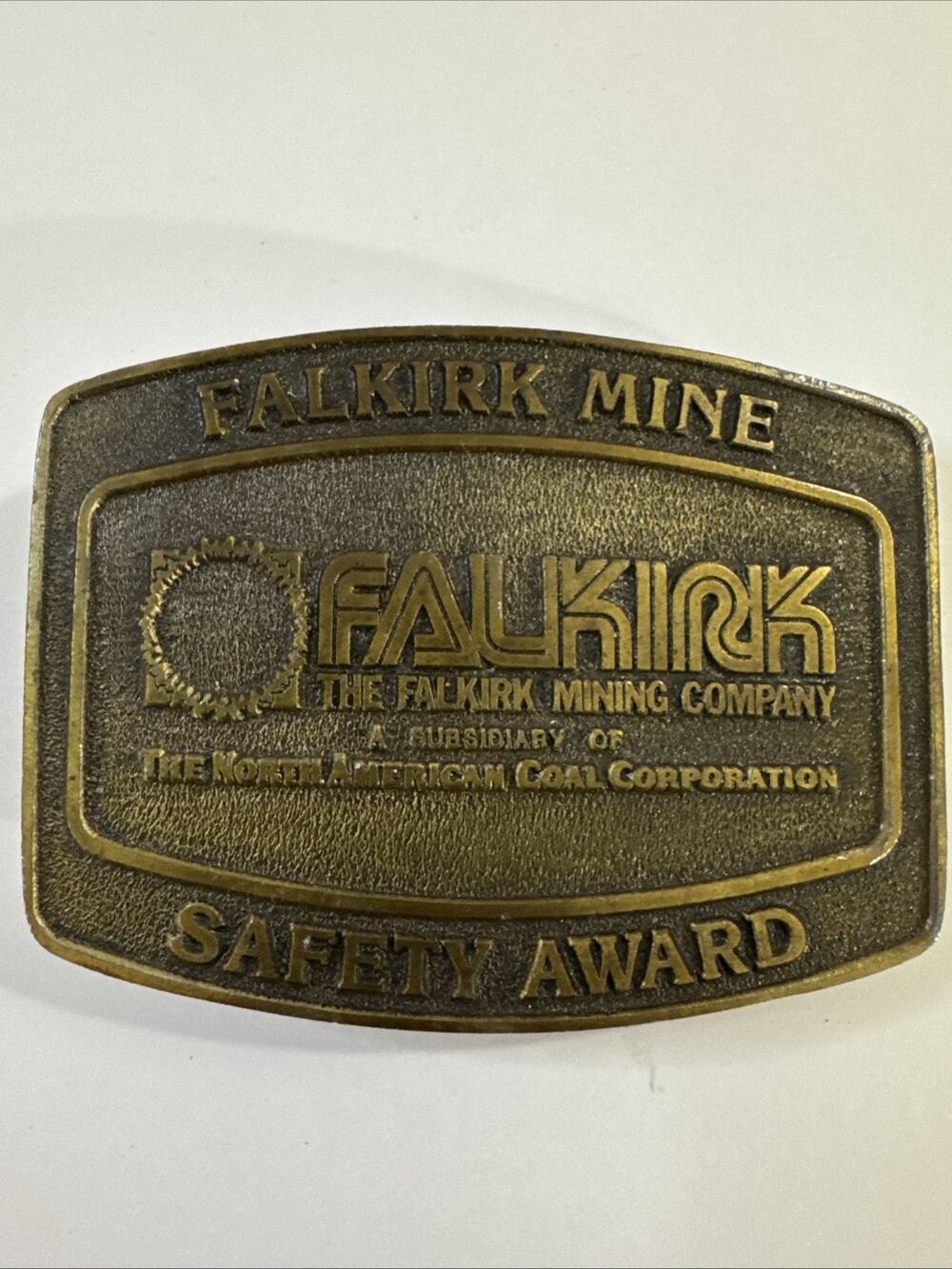 Falkirk Mining Company Safety Award Brass Belt Buckle North American Coal Corp
